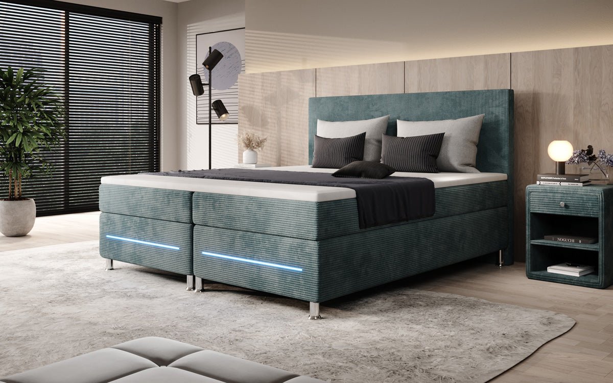 Lit boxspring Simple avec LED en Côtelé