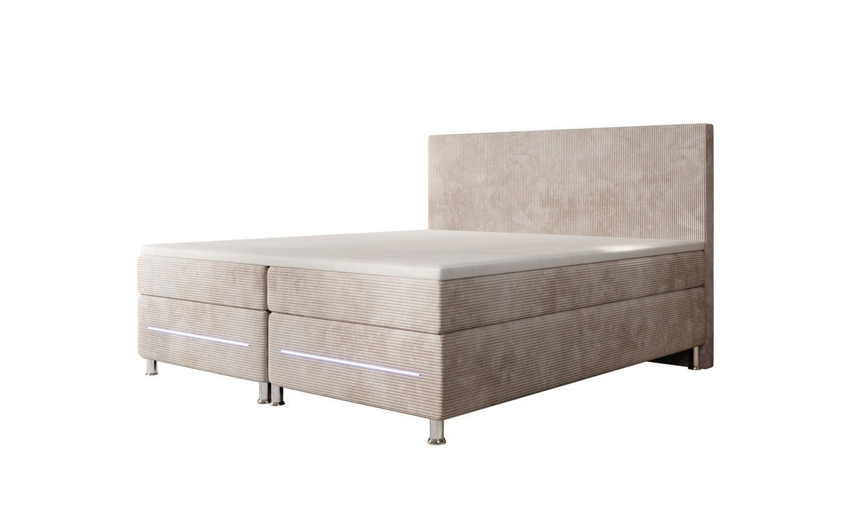 Lit boxspring Simple avec LED en Côtelé