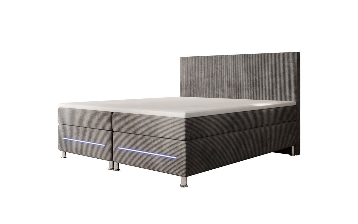Lit boxspring Simple avec LED en Côtelé