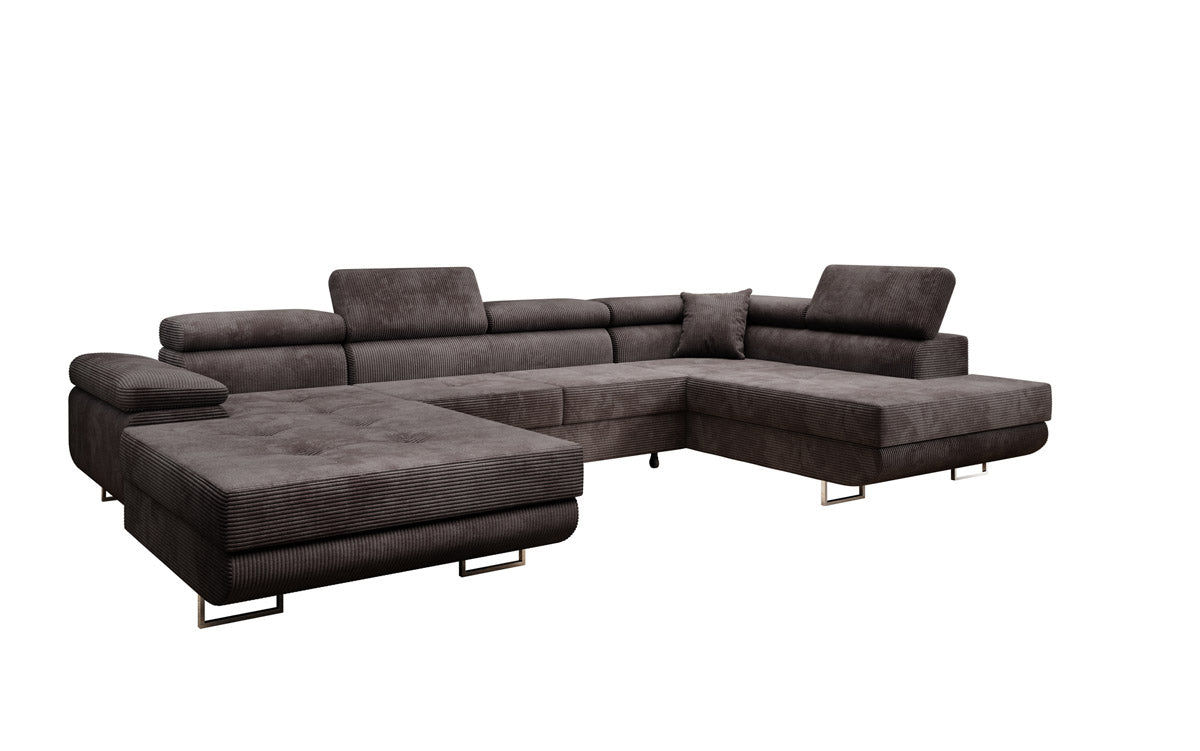 Canapé designer Lago avec fonction couchage et pliable en velours côtelé