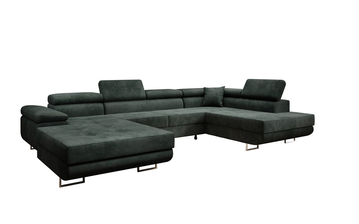 Canapé designer Lago avec fonction couchage et pliable en velours côtelé