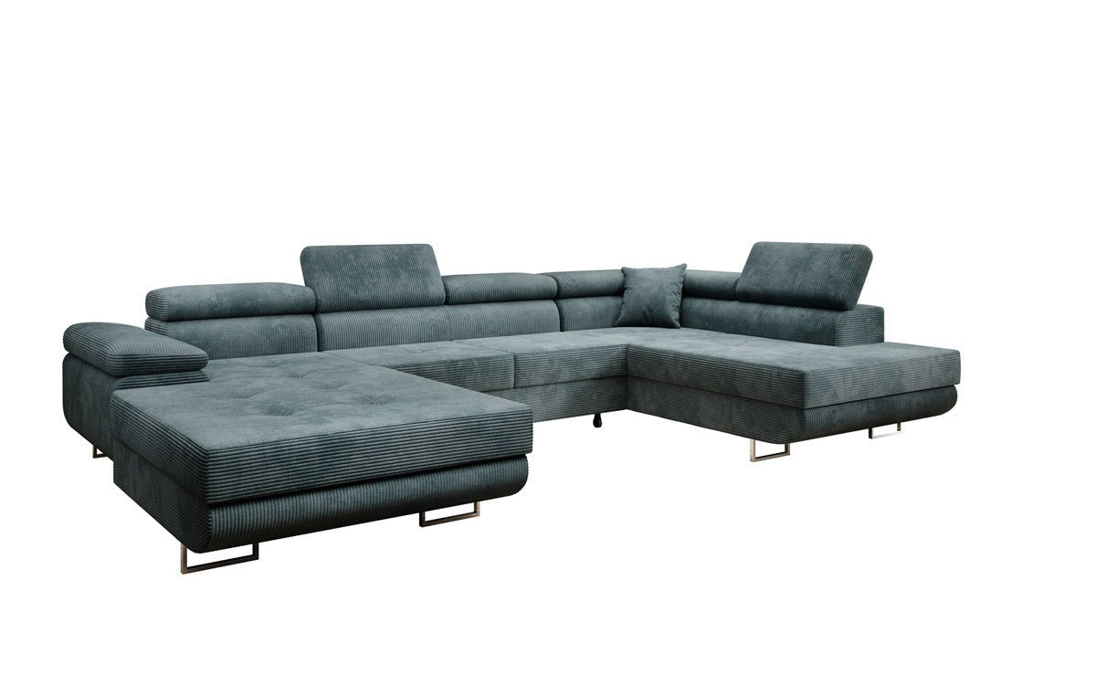 Canapé designer Lago avec fonction couchage et pliable en velours côtelé