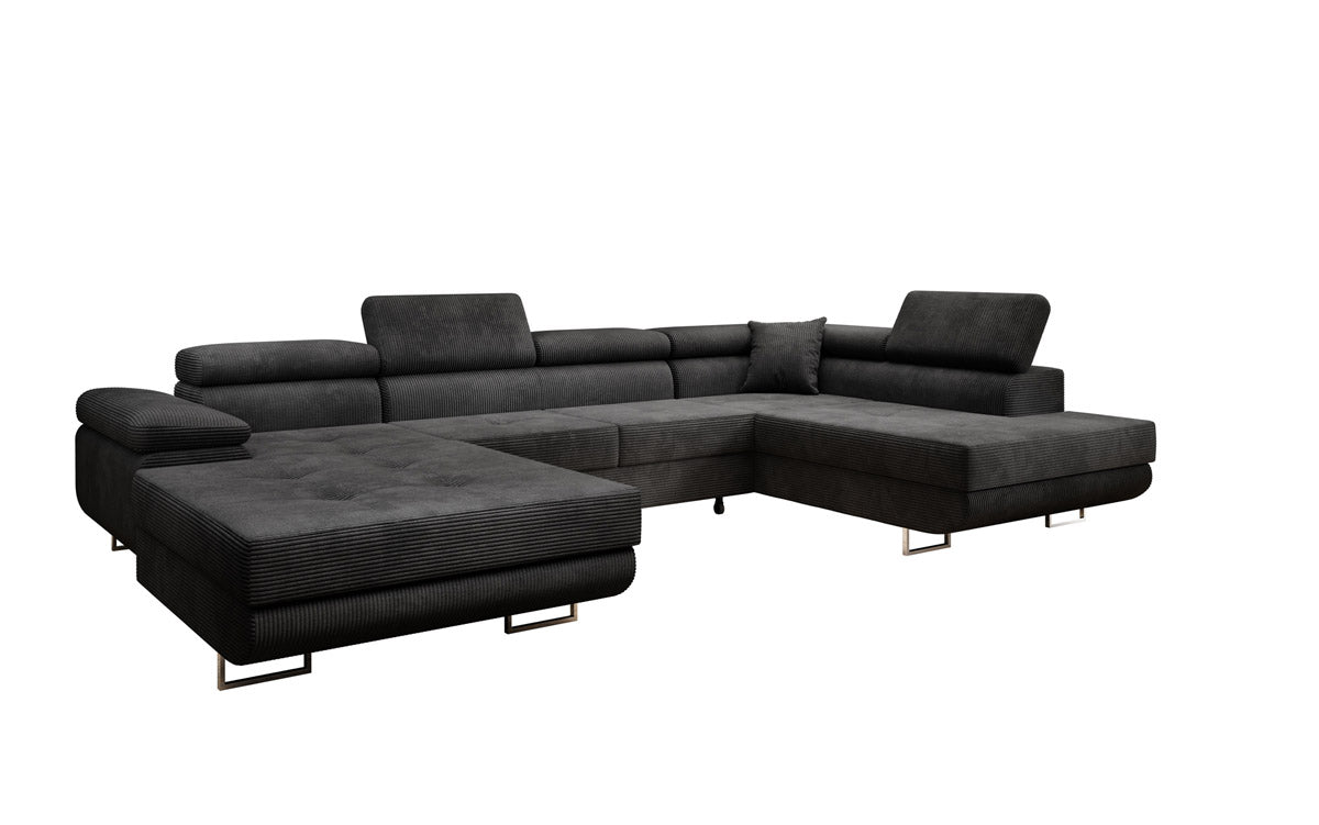 Canapé designer Lago avec fonction couchage et pliable en velours côtelé