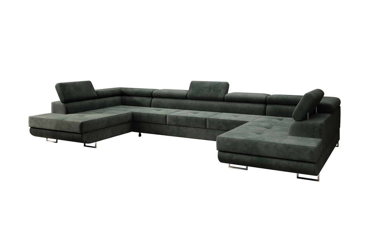 Canapé designer Taormina avec fonction couchage et rabattable en velours côtelé