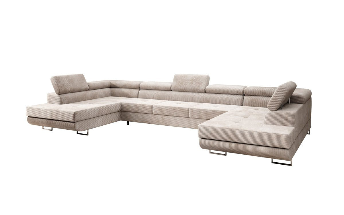 Canapé designer Taormina avec fonction couchage et rabattable en velours côtelé