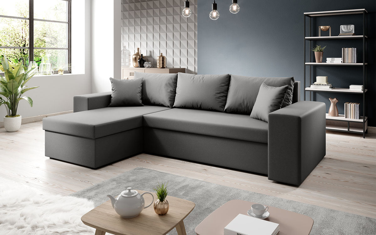 Designer Sofa Denver Kunstleder mit Schlaf- und Klappfunktion