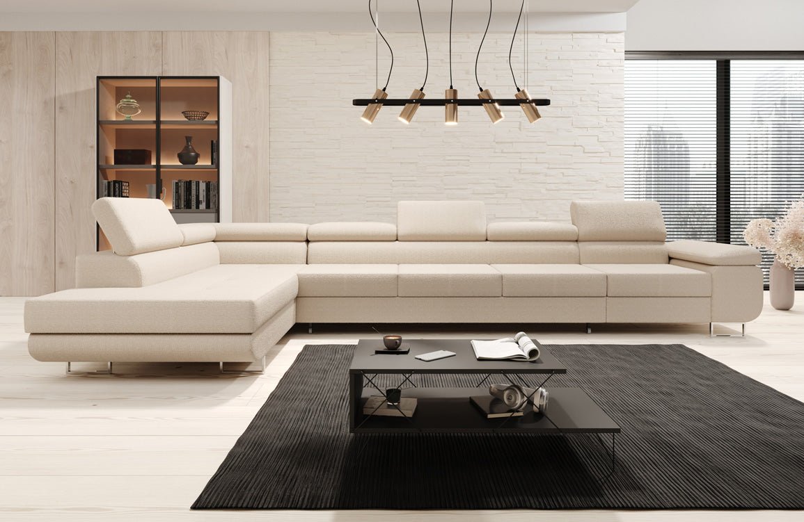 Canapé designer Maxi avec fonction couchage et pliable en bouclé