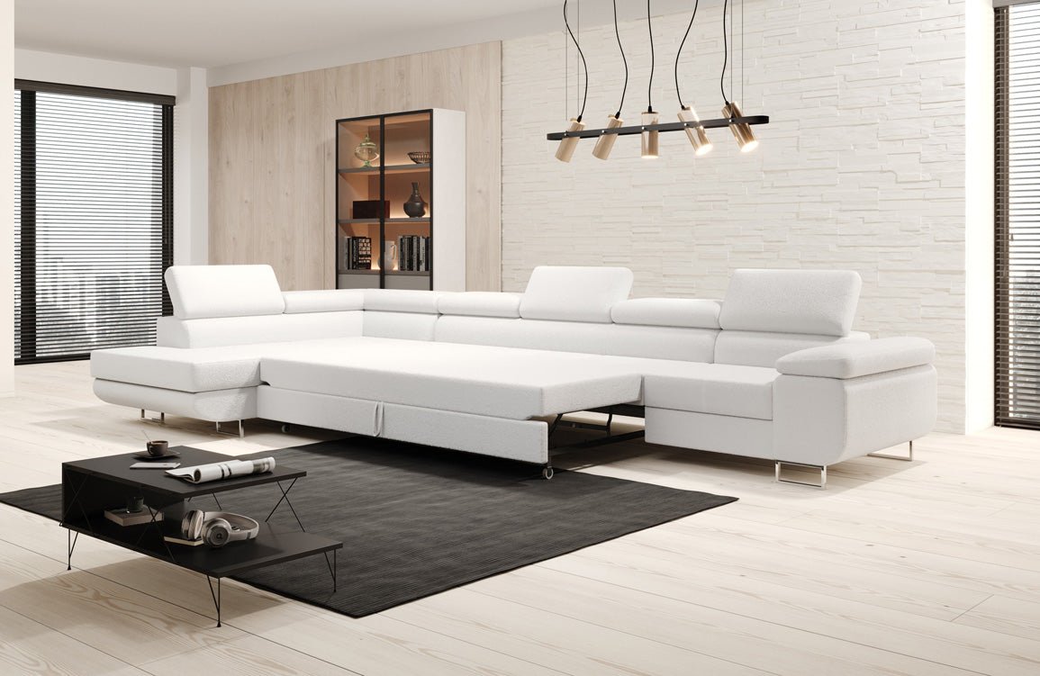 Canapé designer Maxi avec fonction couchage et pliable en bouclé