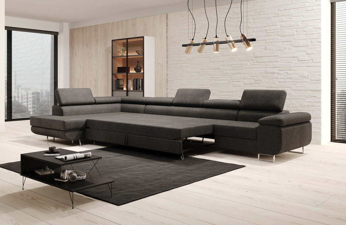 Canapé designer Maxi avec fonction couchage et pliable en bouclé