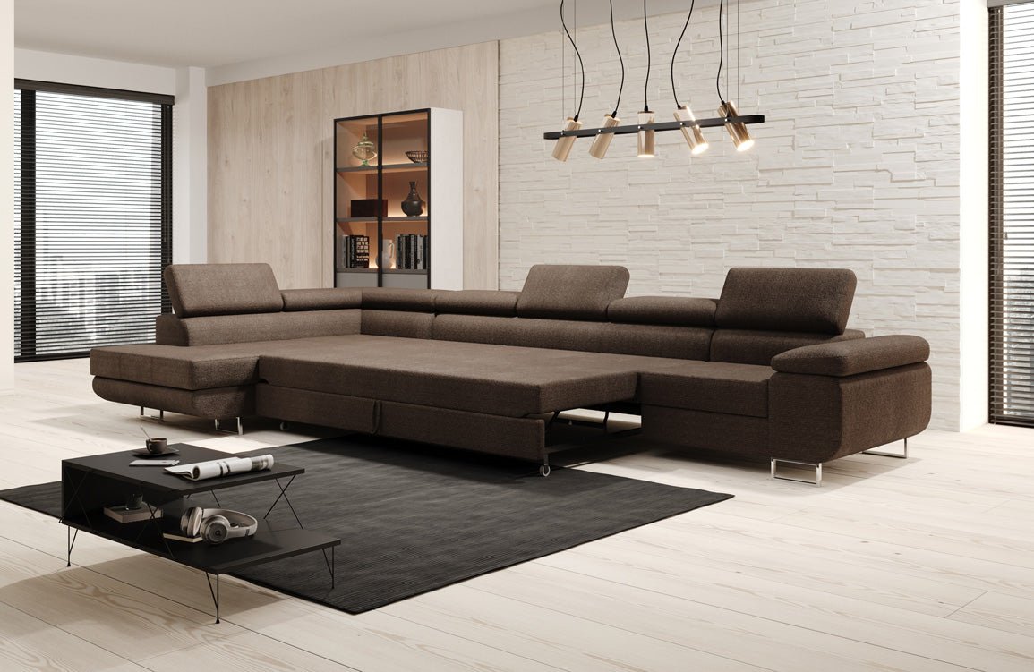 Canapé designer Maxi avec fonction couchage et pliable en bouclé