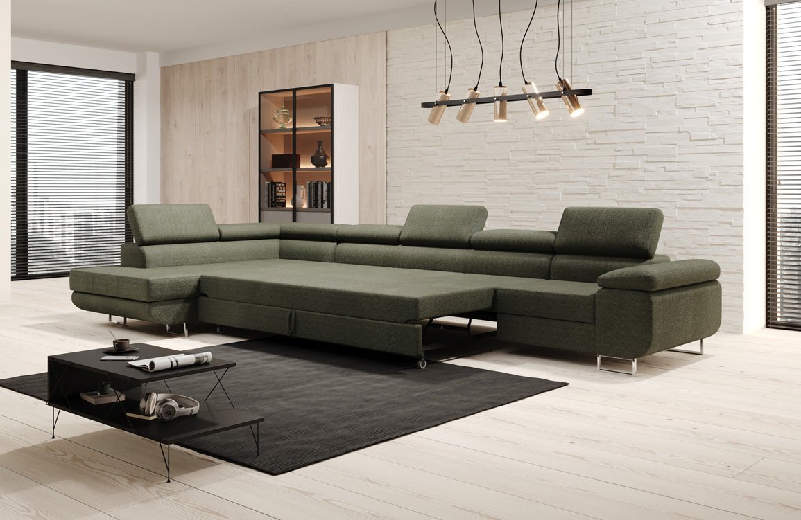 Canapé designer Maxi avec fonction couchage et pliable en bouclé