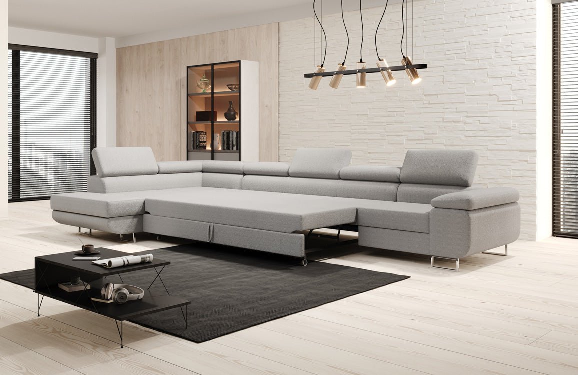 Canapé designer Maxi avec fonction couchage et pliable en bouclé