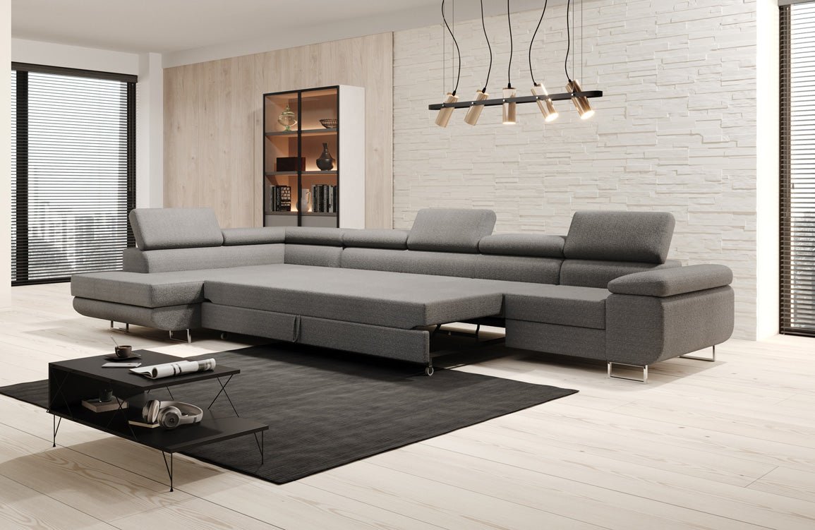 Canapé designer Maxi avec fonction couchage et pliable en bouclé