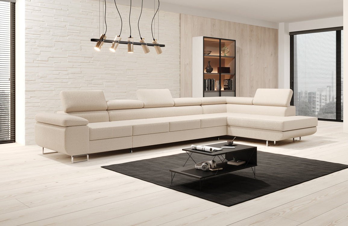 Canapé designer Maxi avec fonction couchage et pliable en bouclé