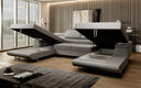 Canapé designer Calvera U avec fonction couchage et rabattable en Bouclé