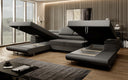 Canapé designer Calvera U avec fonction couchage et rabattable en Bouclé