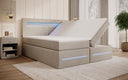 Lit boxspring Minera avec LED, USB et espace de rangement