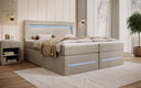 Lit boxspring Minera avec LED, USB et espace de rangement