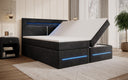 Lit boxspring Minera avec LED, USB et espace de rangement