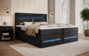 Lit boxspring Minera avec LED, USB et espace de rangement