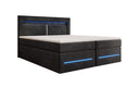 Lit boxspring Minera avec LED, USB et espace de rangement