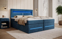 Lit boxspring Minera avec LED, USB et espace de rangement