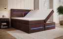Lit boxspring Minera avec LED, USB et espace de rangement