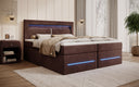 Lit boxspring Minera avec LED, USB et espace de rangement