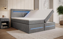 Lit boxspring Minera avec LED, USB et espace de rangement
