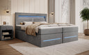 Lit boxspring Minera avec LED, USB et espace de rangement