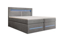 Lit boxspring Minera avec LED, USB et espace de rangement