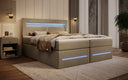 Lit boxspring Minera avec LED, USB et espace de rangement