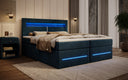 Lit boxspring Minera avec LED, USB et espace de rangement