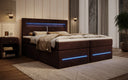 Lit boxspring Minera avec LED, USB et espace de rangement