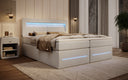 Lit boxspring Minera avec LED, USB et espace de rangement