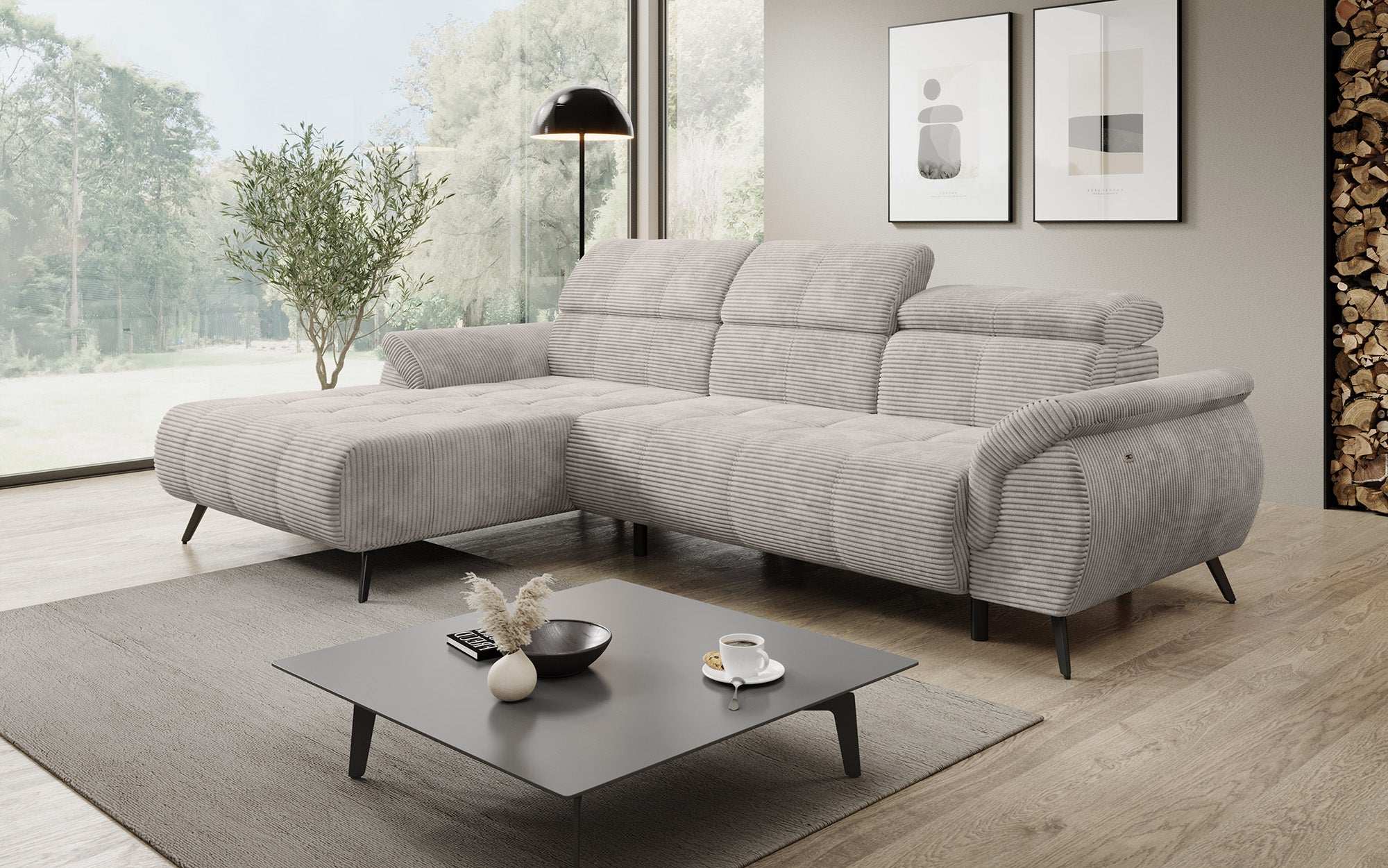 Designer Sofa Genova I mit elektrischer Sitzverlängerung, USB Anschluss