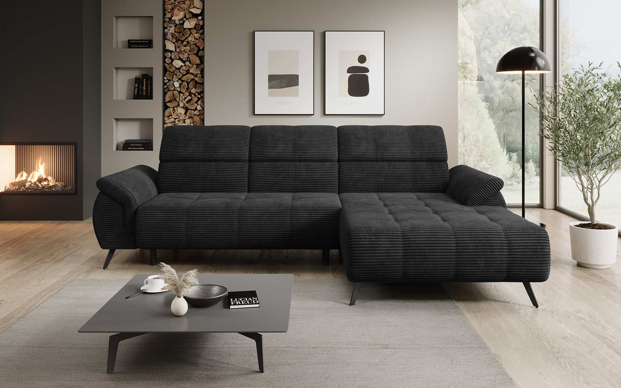 Designer Sofa Genova I mit elektrischer Sitzverlängerung, USB Anschluss