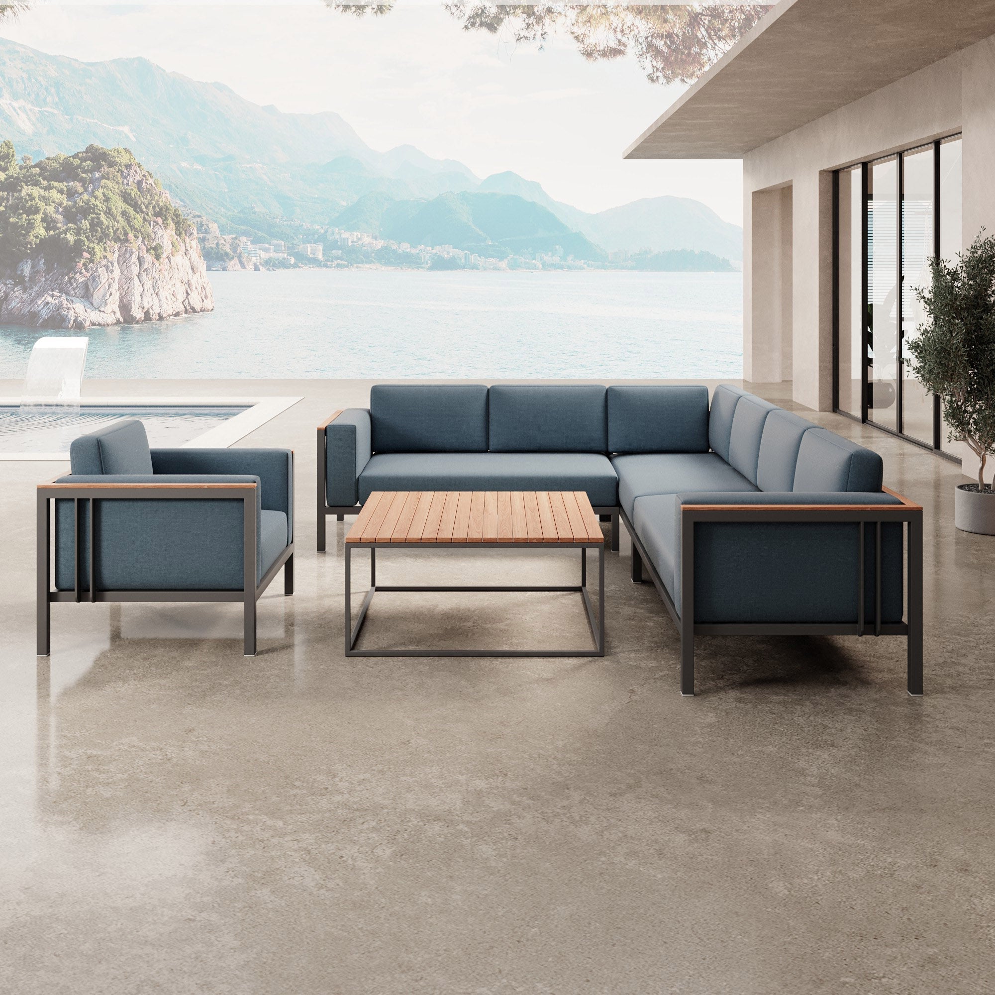 Euphoria – Corner Lounge, Lounge Chair & Table made of Aluminum | Aevora™ Collection