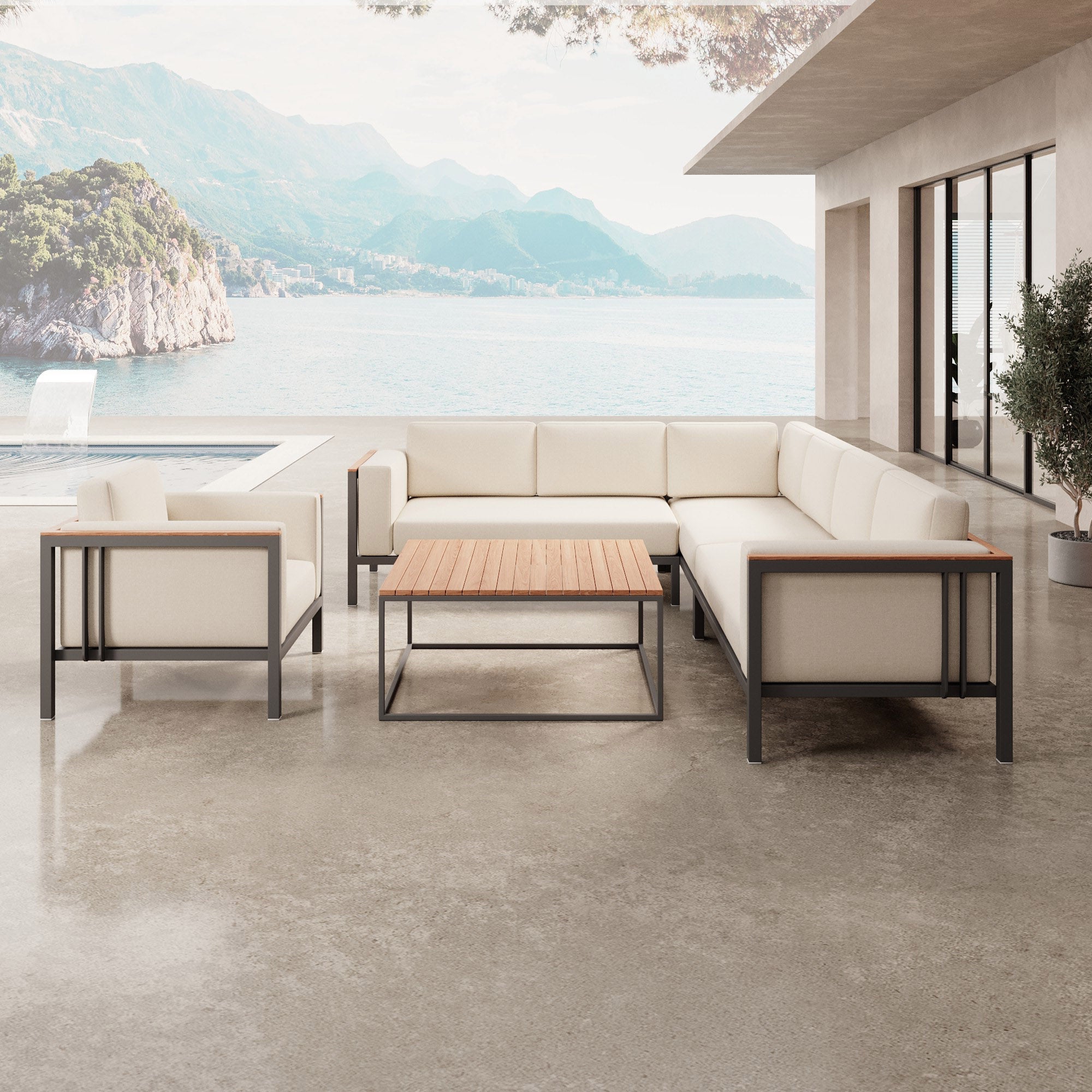 Euphoria – Corner Lounge, Lounge Chair & Table made of Aluminum | Aevora™ Collection