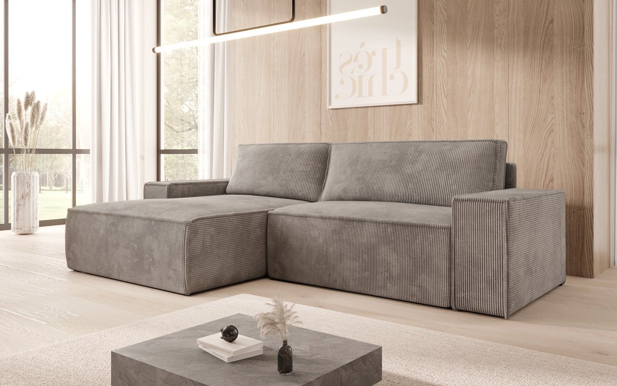 Designer Corino Sofa in Corduroy with Sleeping and Folding Function
