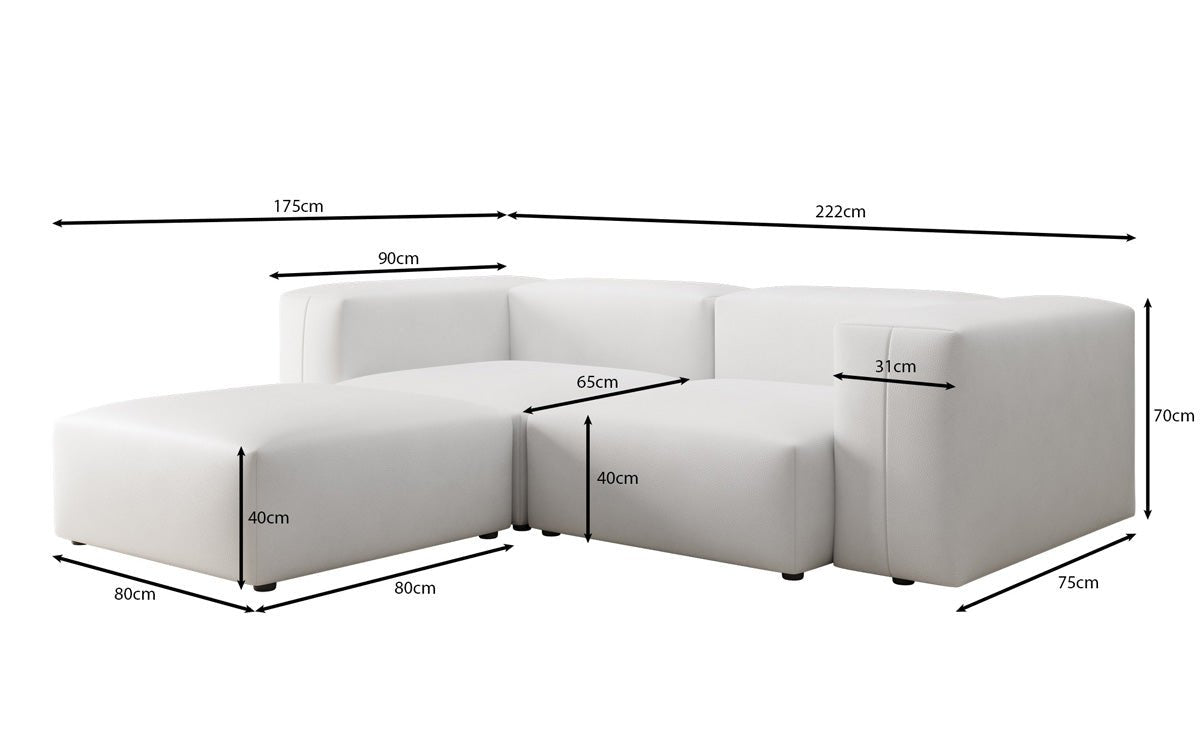 Canapé d'angle Designer L Snug Mini en cuir véritable