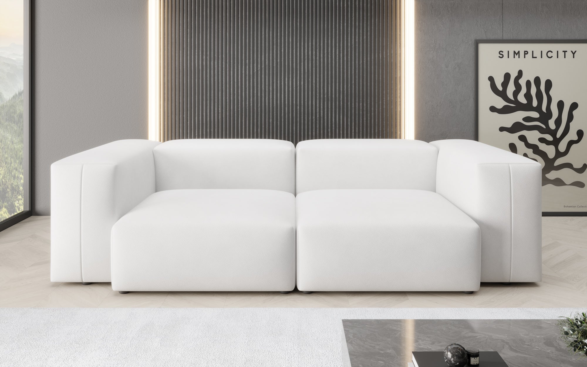 Canapé design 2 places Snug en cuir véritable
