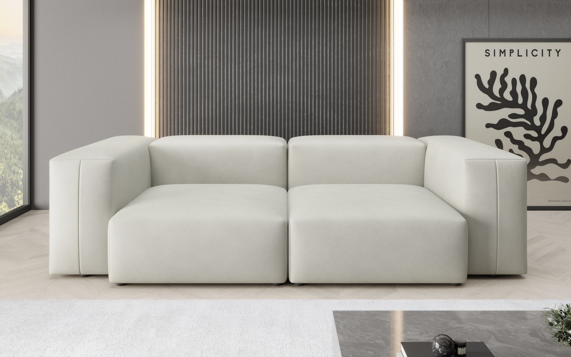 Canapé design 2 places Snug en cuir véritable