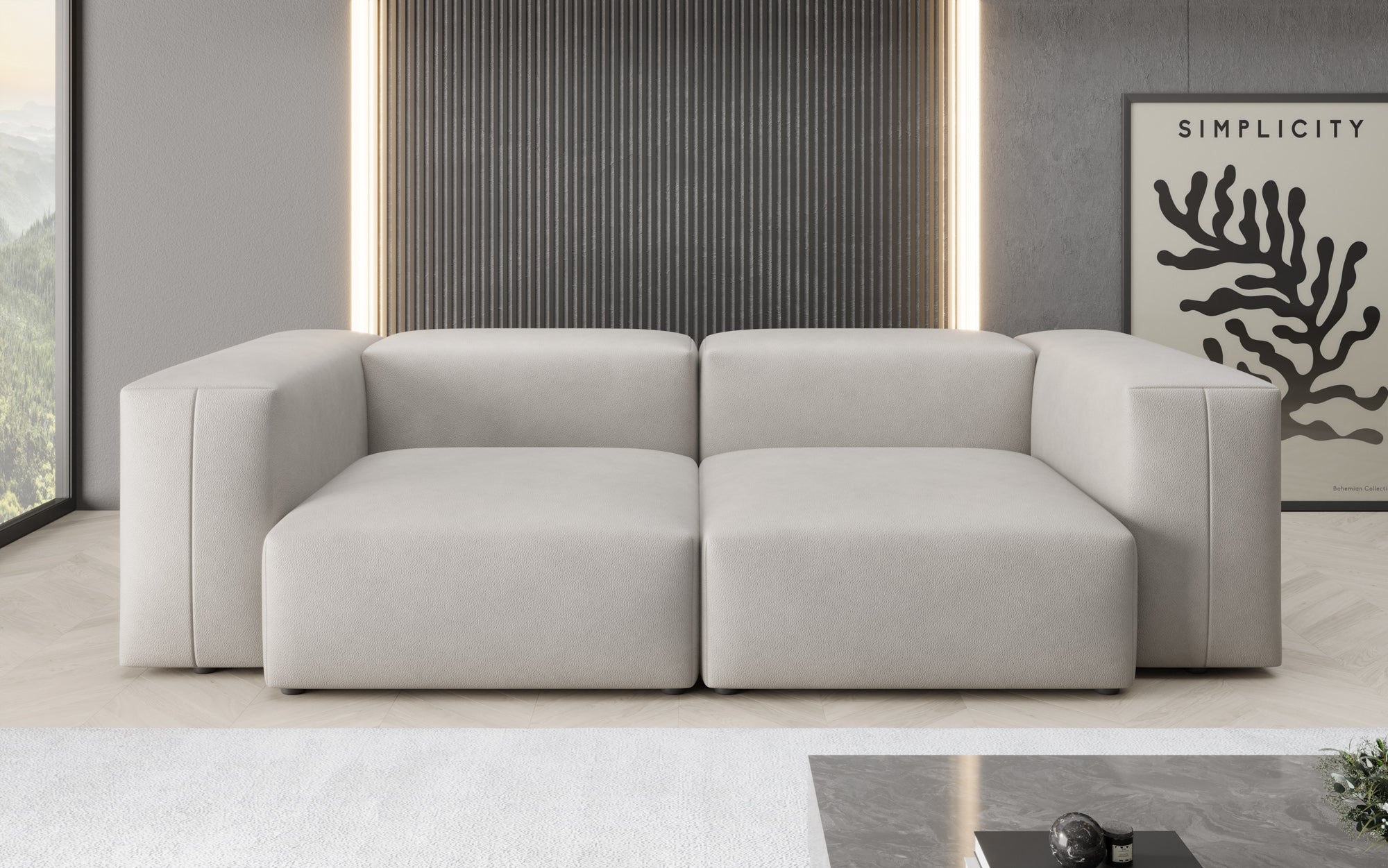 Canapé design 2 places Snug en cuir véritable