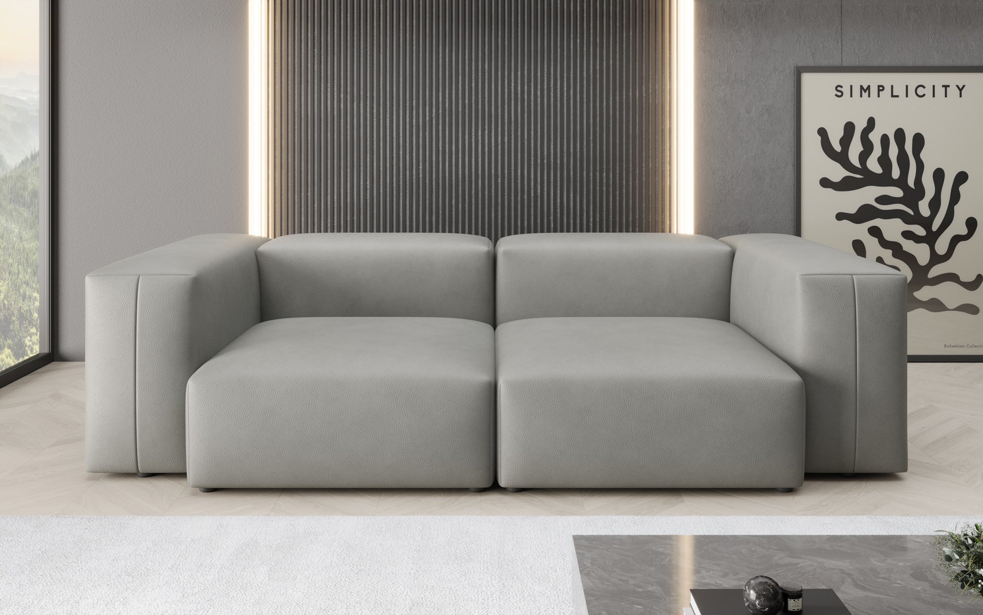 Canapé design 2 places Snug en cuir véritable