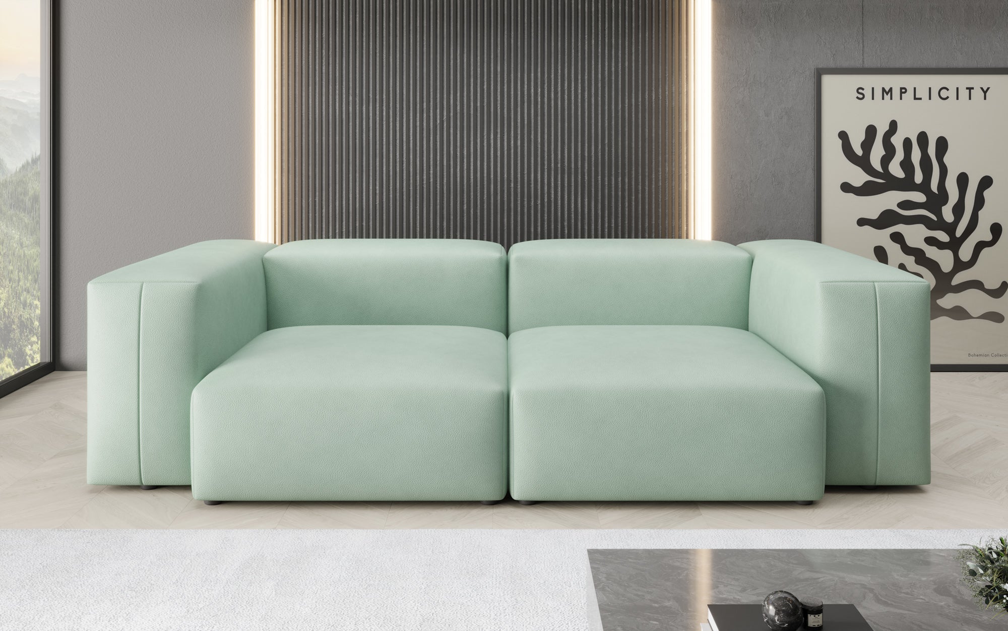 Canapé design 2 places Snug en cuir véritable