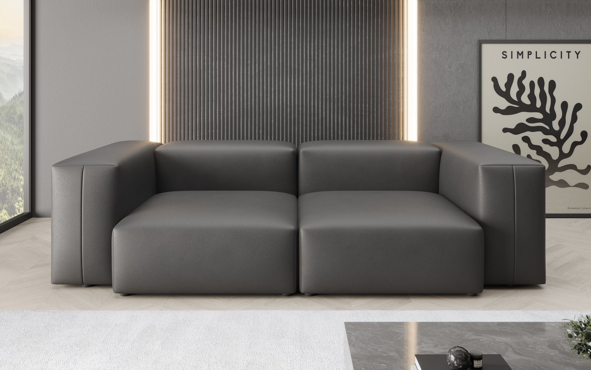 Canapé design 2 places Snug en cuir véritable