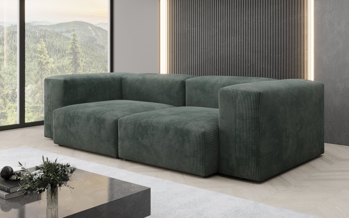 Designer 2-seater Snug sofa in corduroy