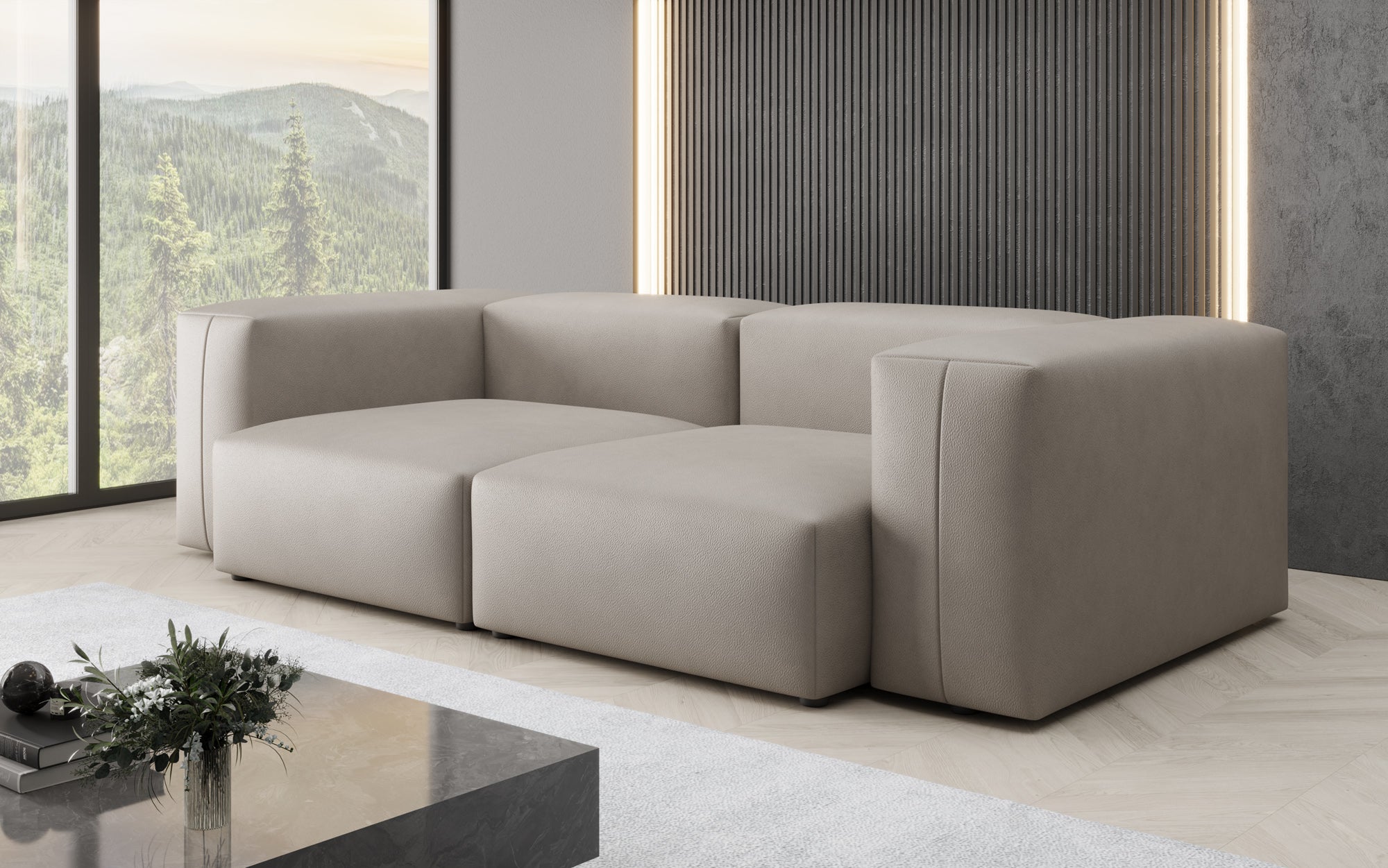 Canapé design 2 places Snug en cuir véritable
