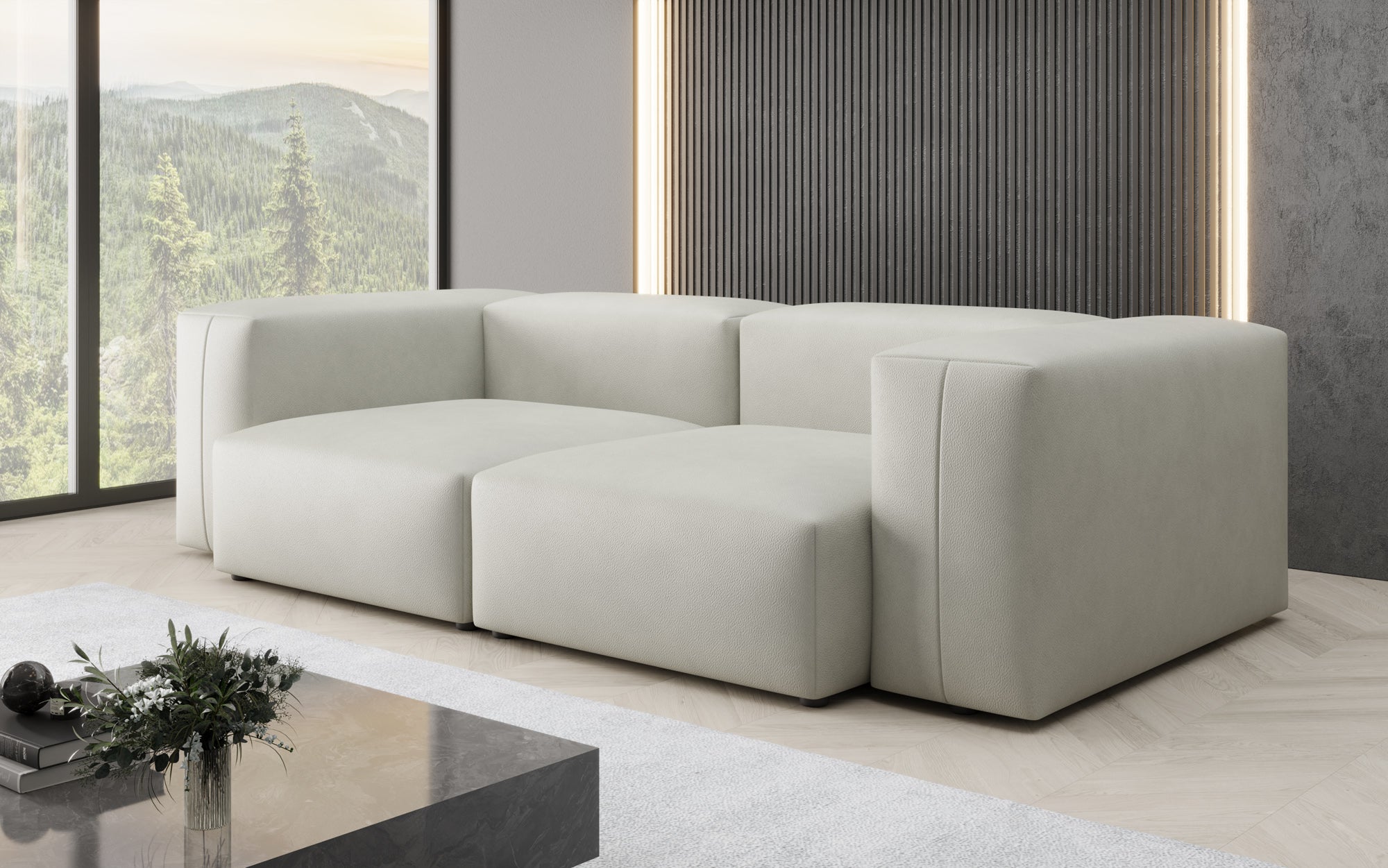 Canapé design 2 places Snug en cuir véritable